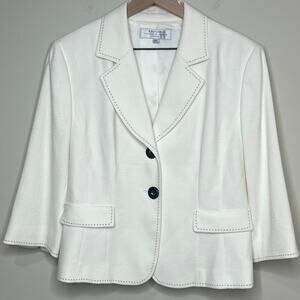 Tahari Arthur S. Levine White Suit Jacket Blazer Size 16P 2-Button Close